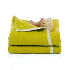 Chunky Linen Towels in Lime, Set of 2