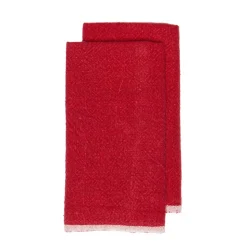Chunky Linen Towels in Red, Set of 2