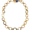 Chunky Link Chain with Lapis Bead