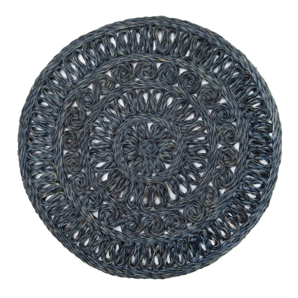 Circolo Abaca Round Placemat in Navy, Set of 4