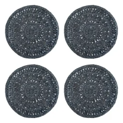 Circolo Abaca Round Placemat in Navy, Set of 4