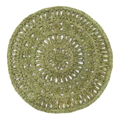 Circolo Abaca Round Placemat in in Olive Green, Set of 4