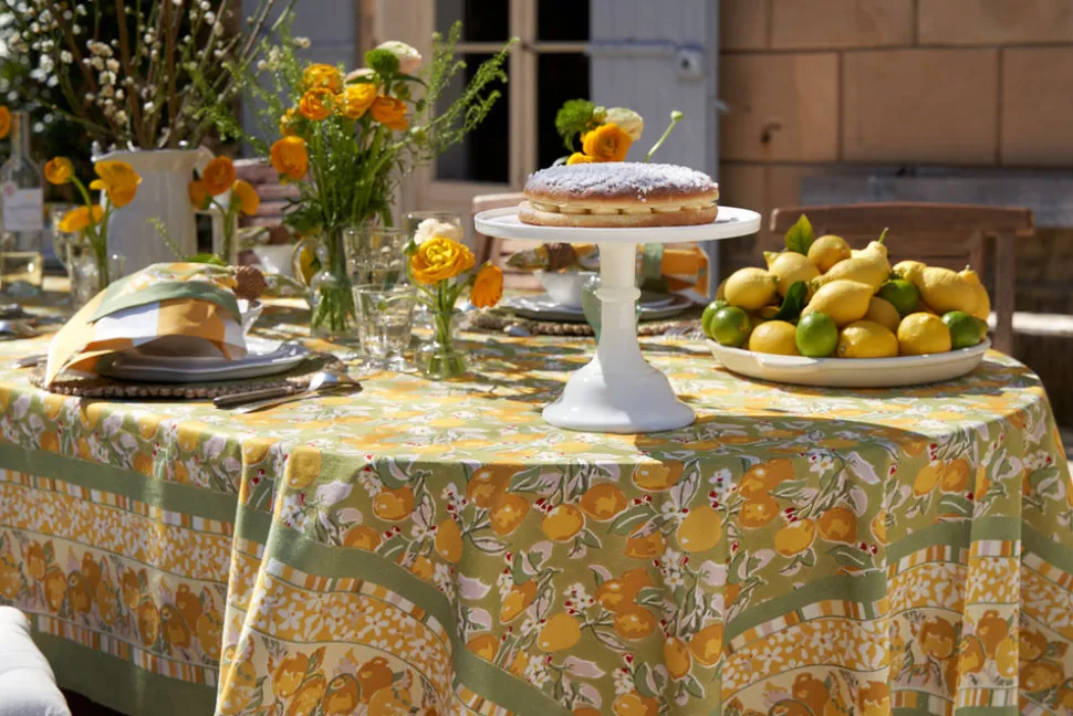 Citron Tablecloth in Vert & Yellow