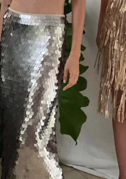 Ciudad De Luz Skirt In Silver Paillete