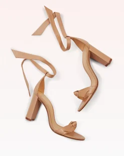 Clarita Block 90 in Beige Leather