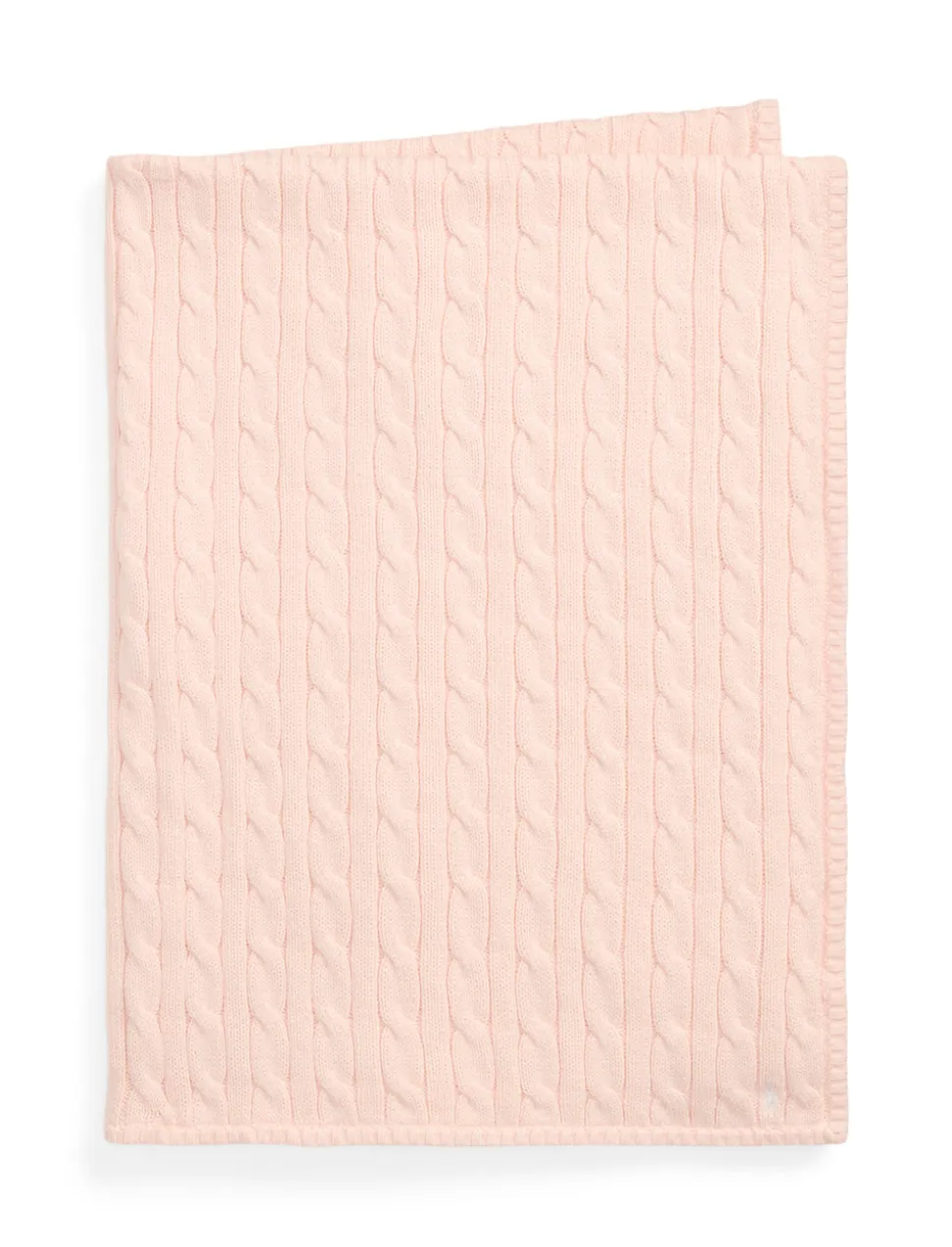 Classic Combed Cotton Cable Knit Baby Blanket in Morning Pink