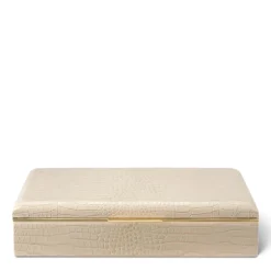Classic Croc Leather Desk Box in Fawn