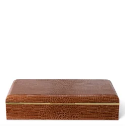 Classic Croc Leather Desk Box in Chestnut