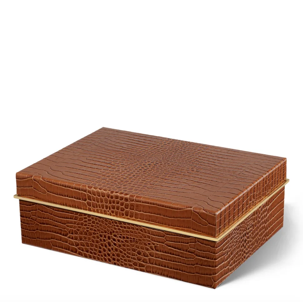 Classic Croc Leather Large Box in Chestnut