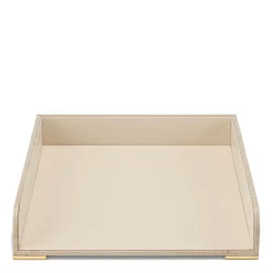Classic Croc Leather Paper Tray in Fawn