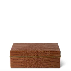 Classic Croc Leather Small Box in Chestnut