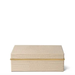 Classic Croc Leather Small Box in Fawn