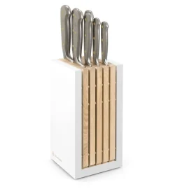 Classic Designer Knife Block Set in Velvet Oyster, Set of 8