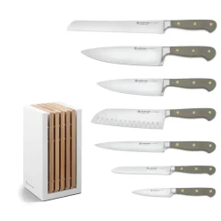 Classic Designer Knife Block Set in Velvet Oyster, Set of 8
