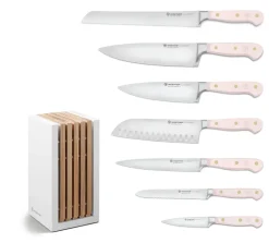 Classic Designer Knife Block Set in Pink Himalayan Salt, Set of 8