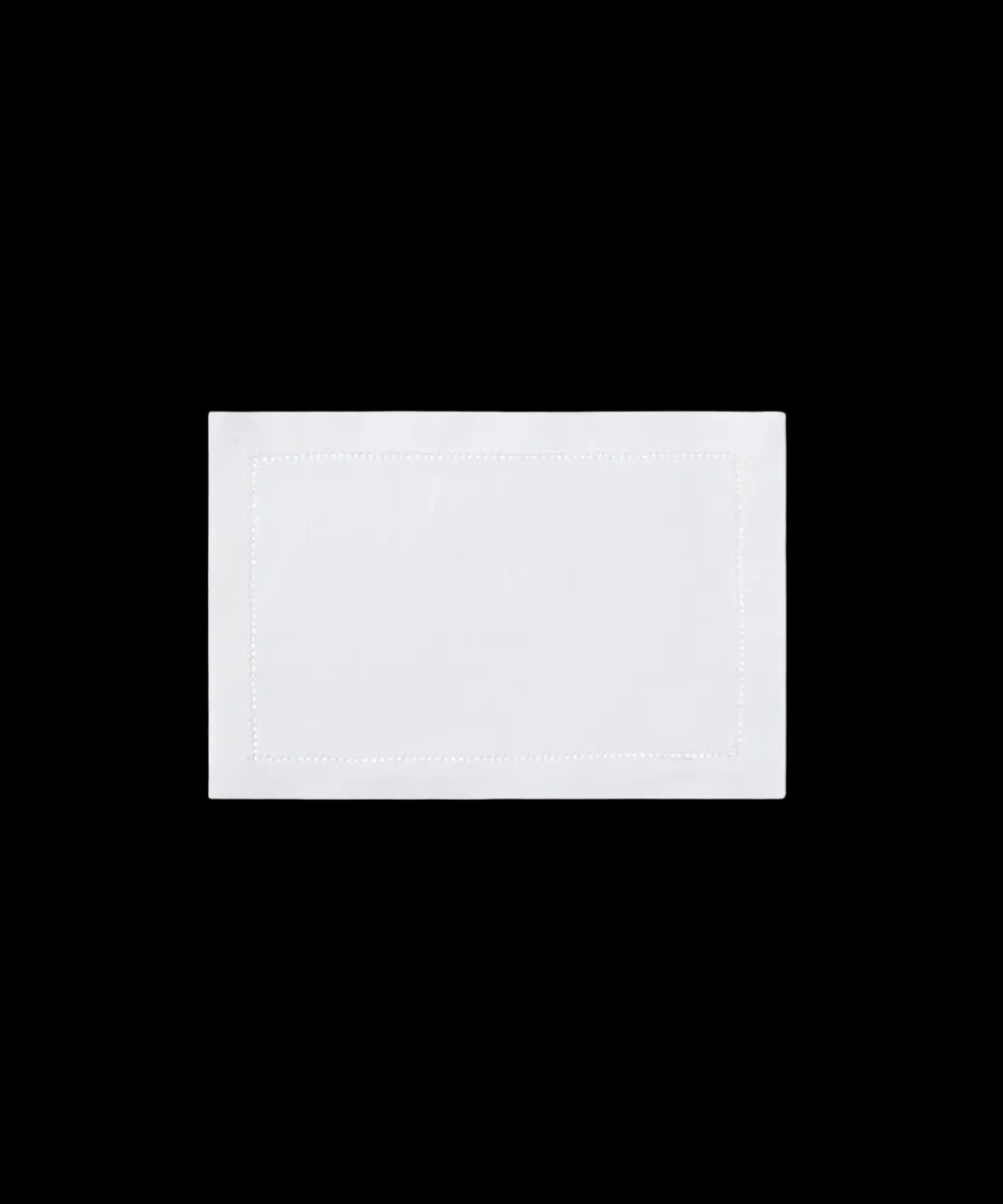 Classic Hemstitch Linen Cocktail Napkin, White