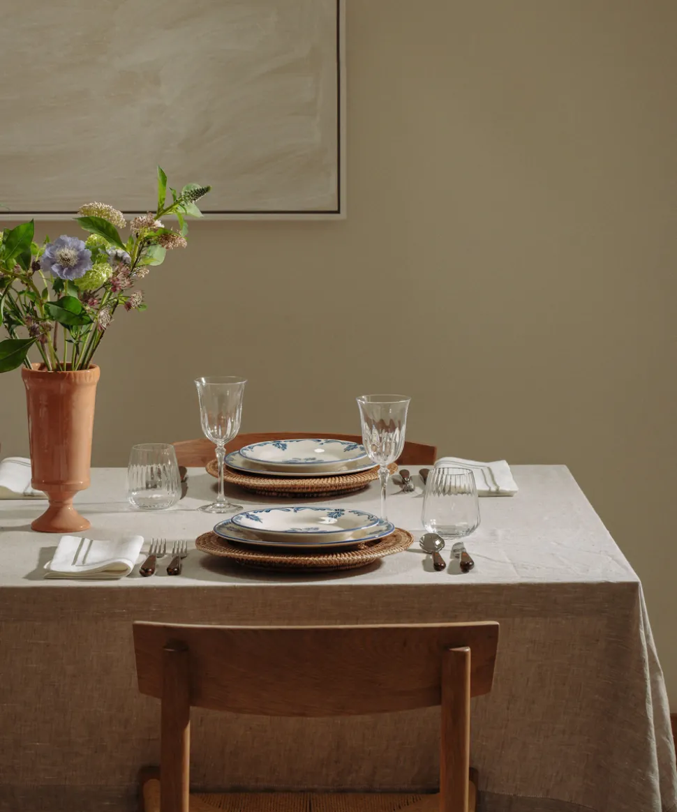 Classic Hemstitch Linen Tablecloth in Natural