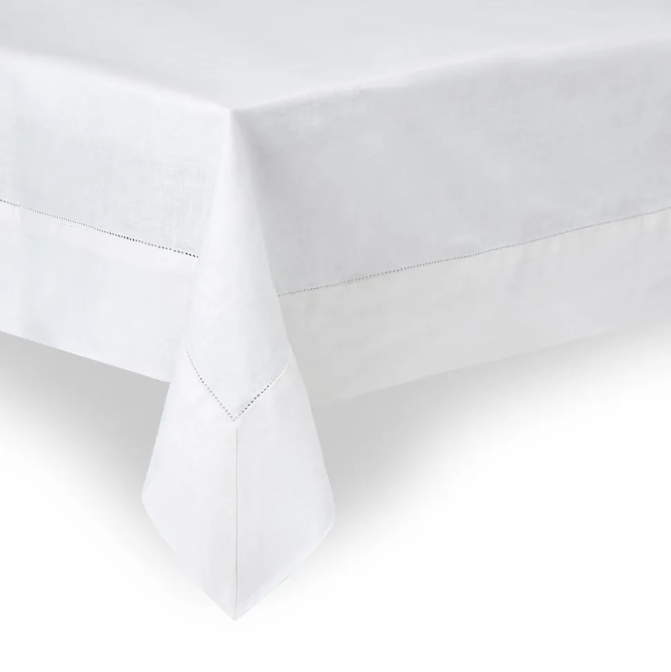 Classic Hemstitch Linen Tablecloth, White