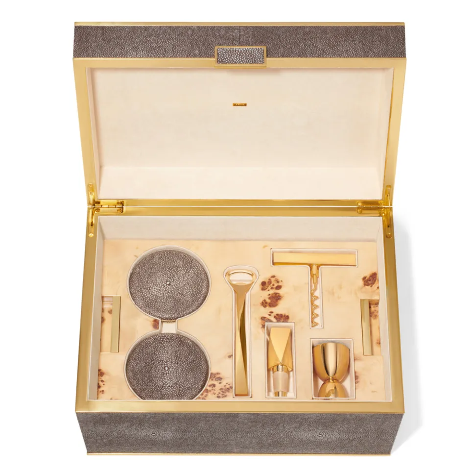Classic Shagreen Bar Set, Set of 21