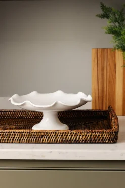 Claudia Wavy Footed Bowl in White