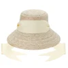 Clematis Bucket Hat with Wide & Short Ivory Grosgrain Ribbon