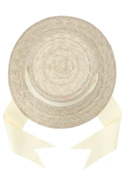 Clematis Bucket Hat with Wide & Short Ivory Grosgrain Ribbon
