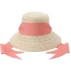 Clematis Bucket Hat With Wide Coral Grosgrain Ribbon