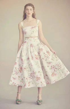 Clementine Skirt in Quartz Bloom Silk Faille