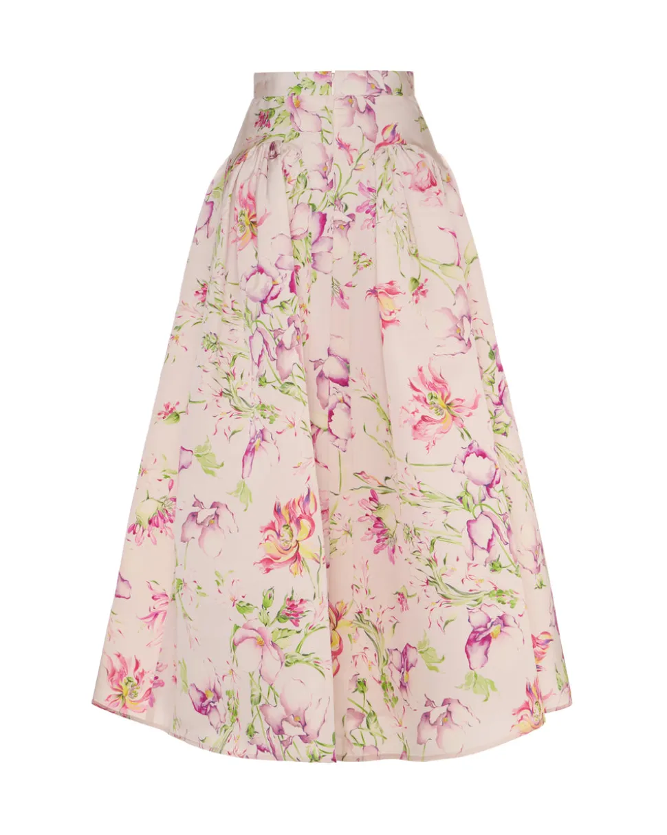 Clementine Skirt in Quartz Bloom Silk Faille