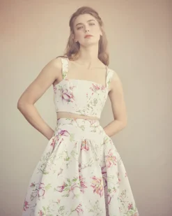 Clementine Skirt in Quartz Bloom Silk Faille