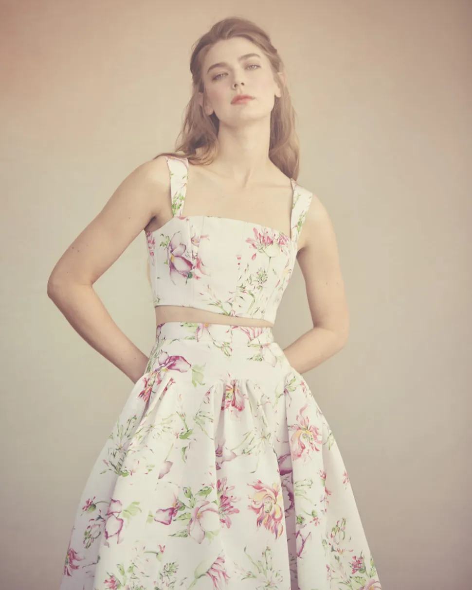 Clementine Skirt in Quartz Bloom Silk Faille