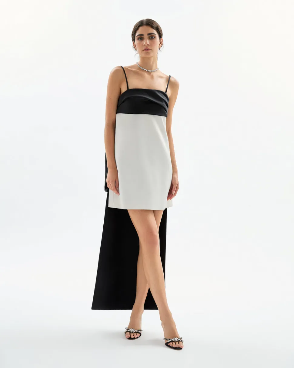 Cleo Mini Dress in Noir & Ivory