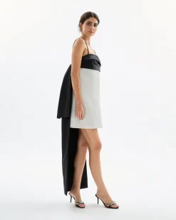 Cleo Mini Dress in Noir & Ivory