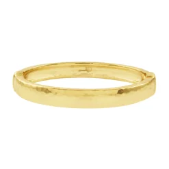 Cleopatra Oval Hinged Bangle in Hammered Gold