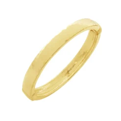 Cleopatra Oval Hinged Bangle in Hammered Gold