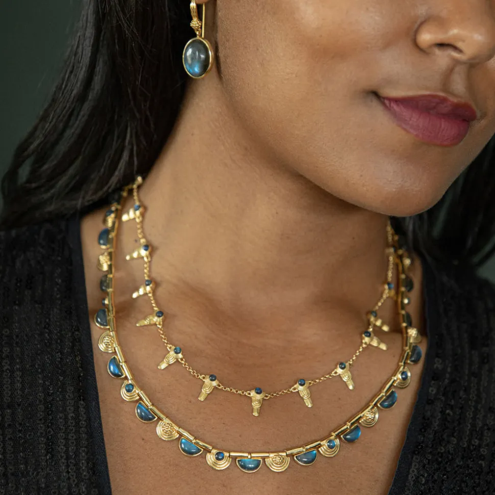 Cleopatra Riviere Necklace in Blue Labradorite