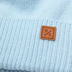 Cloud Blue Knit Winter Hat with Knit Pom