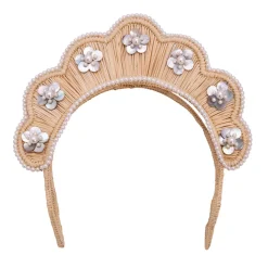 Cloud Shaped Iraca Flower Mother of Pearl Headpiece