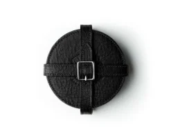 Coaster Set in Vintage Black Leather