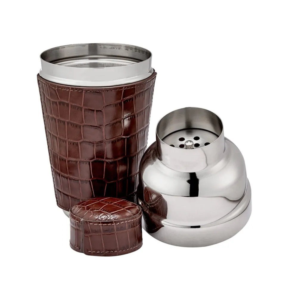 Cocktail Shaker in Crocodile Embossed Leather