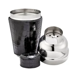 Cocktail Shaker in Crocodile Embossed Leather
