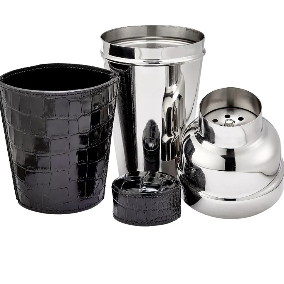 Cocktail Shaker in Crocodile Embossed Leather