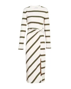 Cody Dress in Cream & Fern Wide Stripe