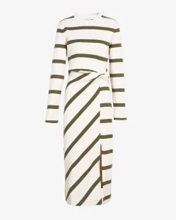 Cody Dress in Cream & Fern Wide Stripe