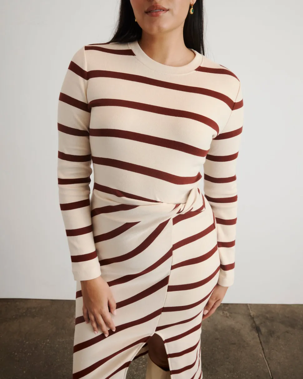 Cody Dress in Cream & Raisin Wide Stripe