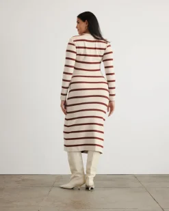 Cody Dress in Cream & Raisin Wide Stripe