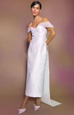Colette Dress in White Floral Brocade