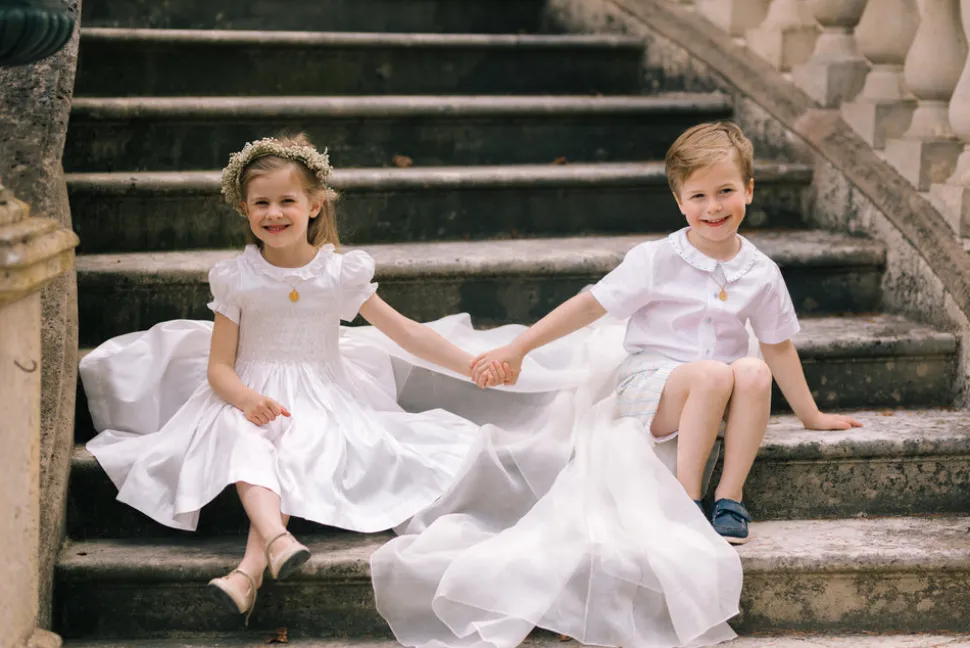 Colombe White Silk Ceremony Girl Dress