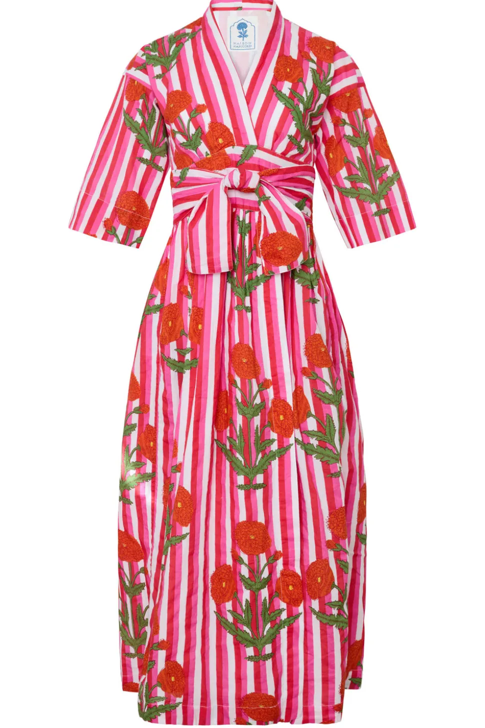 Como Floral Wrap Dress in Red & Pink