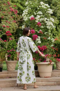 Como Floral Wrap Dress in Green Flower